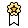 Flower star emblem with single ribon layout icon