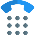 Phone dial layout with keypad and hand receiver icon