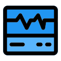 EKG or ECG machine with wave monitor layout icon