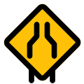 Both side narrow roads connecting to a single Lane Road icon