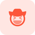 Cowboy squint facial expression wearing wide brim hat icon