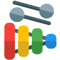 Xylophone with a stick for a melodious sound playback icon