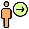 Employee with a right direction arrow indication icon