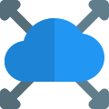 Cloud computing system with direction in all four corners icon