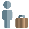 Man with a luggage bag traveling internationally for business purpose icon