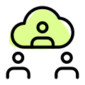 Online meeting via cloud server all around the world icon