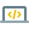 Web and application programming on a laptop system icon