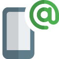 Mobile with email function and at sign logotype icon