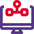 Flow chart with hierarchy organization list layout icon