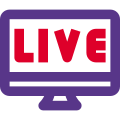 Live telecast of a media content on desktop computer icon