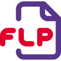 Flp file extension is categorized as audio files, data files and disk image files. icon