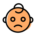 Frowning baby with sad face expression emoticons icon