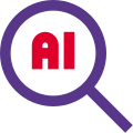 Artificial Intelligence program search online isolated on a white background icon