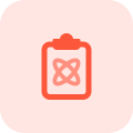Planning on atomic, chain reaction on clipboard icon