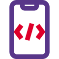 The smartphone with a programming feature for web development icon