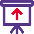 White board with upwards direction arrow layout icon