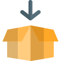 Down direction in open box opening instruction icon