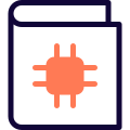 Book on microprocessor for computer science technology isolated on a white background icon