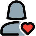 Favorite female user profile picture with heart logotype icon