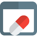 Online research on medication and its salt information on a website icon