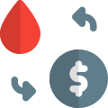 Blood bank in exchange of money isolated on a white background icon