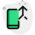 Mobile phone with call merge up arrow icon