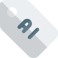 Artificial intelligence on a label isolated on a white background icon