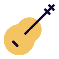 Acoustic guitar played in a pop song concert icon
