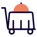 Trolley for large item to be placed on a restaurant table icon