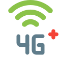 Fourth generation cellular plus and internet connectivity logotype icon