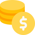 Dollar coins collection stack on each other icon