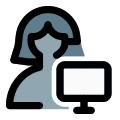 Single woman user using a monitor for real time feedback icon