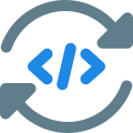 Programming language software syncing with circular loops icon