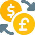 Dollar to euro money exchange service, forex exchange icon