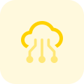 Cloud technology with connected nodes isolated on a white background icon