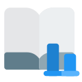 Books on commerce and accounting and chart icon