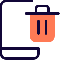 Delete or trash logotype on a Android smartphone icon