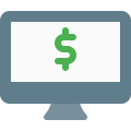 Internet banking and online purchase on desktop computer icon