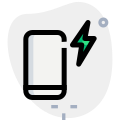 Mobile with power and flash - lighting bolt logotype icon