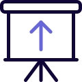 White board with upwards direction arrow layout icon