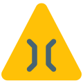 Triangular shape signboard with a narrow bridge lane icon