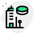 Corporate building of drug distribution isolated on a white background icon