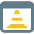 Website with traffic cone for driving training web page icon