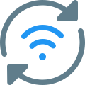 Wireless internet connectivity with application update icon