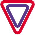 Yield sign for warning and end road icon