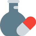 Lab research on experimental drug medicine with flask icon