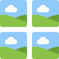 Square image block grids representing collage layout icon