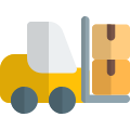 Heavy material handling forklift vehicle with boxes up icon