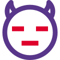 Expressionless devil with pair of horn emoji icon