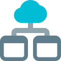 Cloud server connected with multiple network window icon